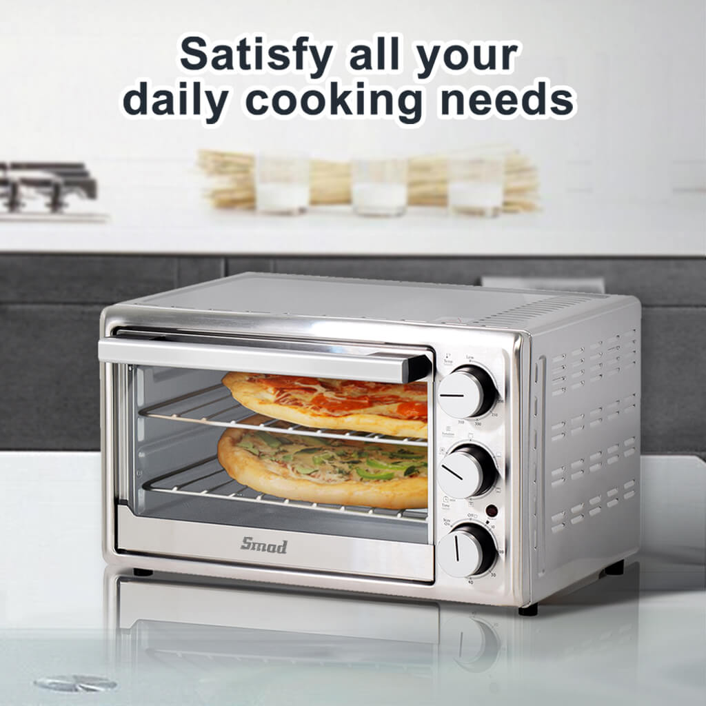 SMAD Countertop Toaster Oven with Timer Toast Bake Broil Settings - Satisfy all your daily cooking needs